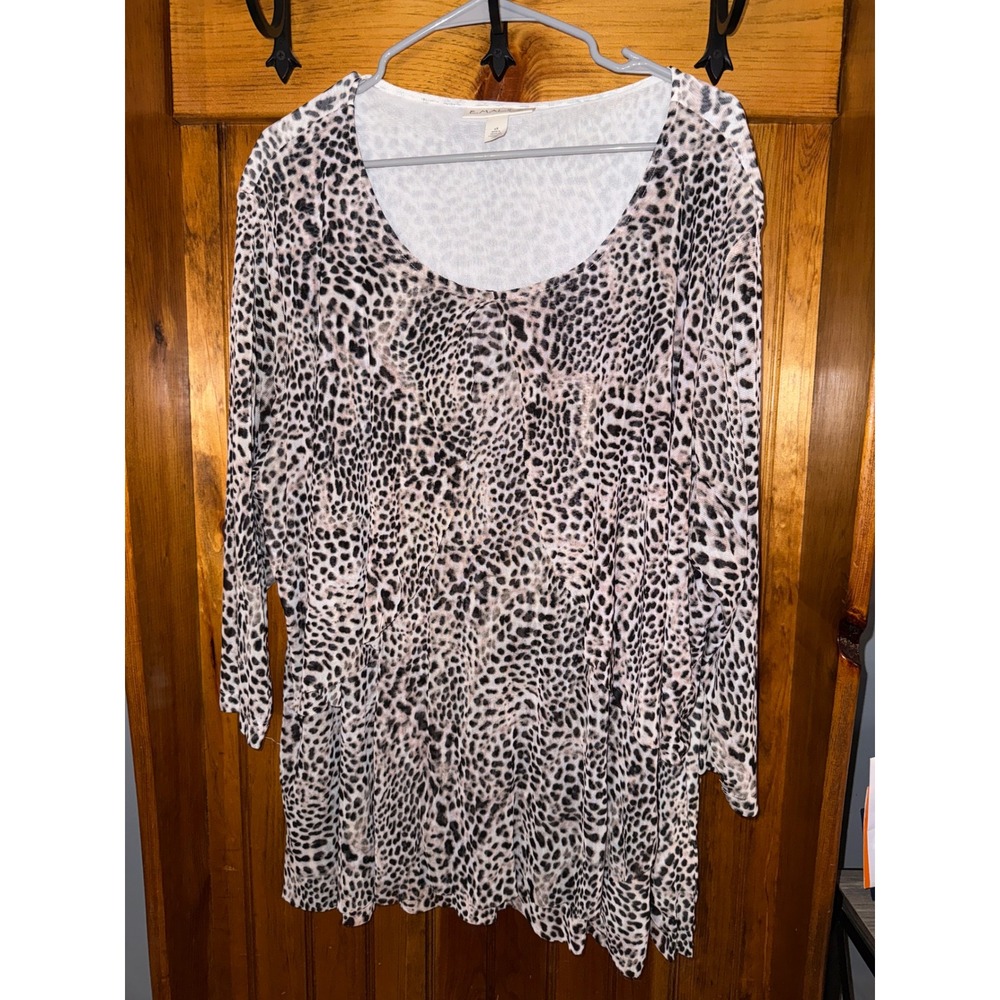 Emmaline Animal Print Top Blouse Lightweight‎ Comfy Layers size 2X